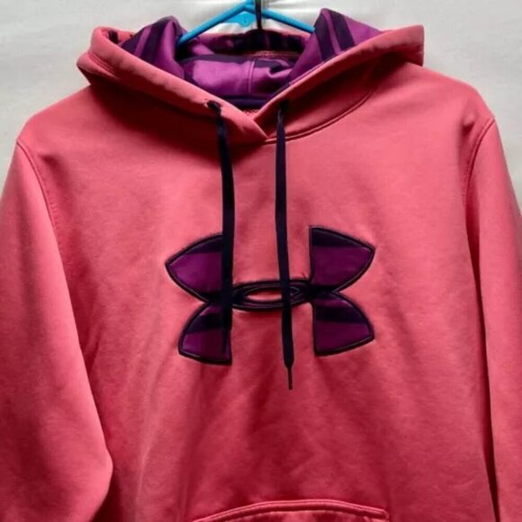 Under Armour Storm Hoodie Women's Large Pink Hooded Sweater Purple UA Logo - Picture 2 of 15